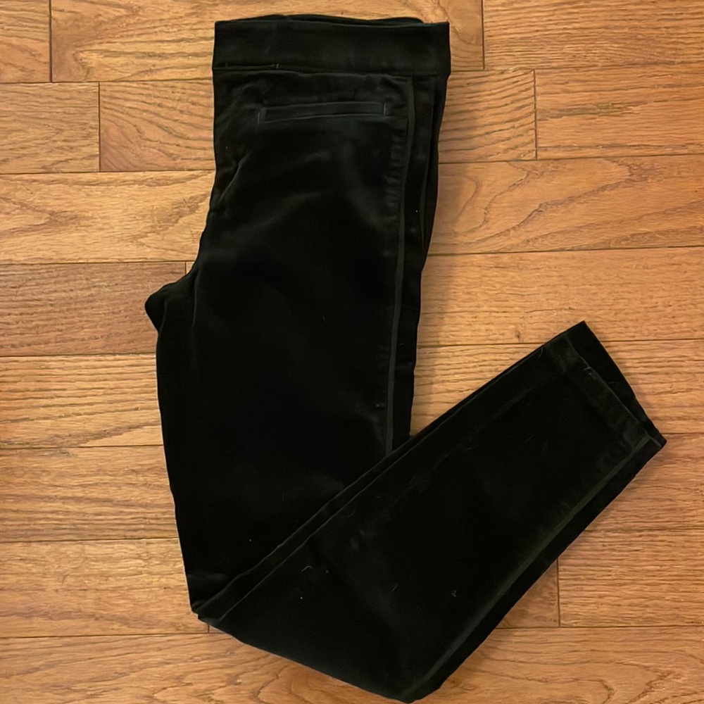 Black velvet skinny pants